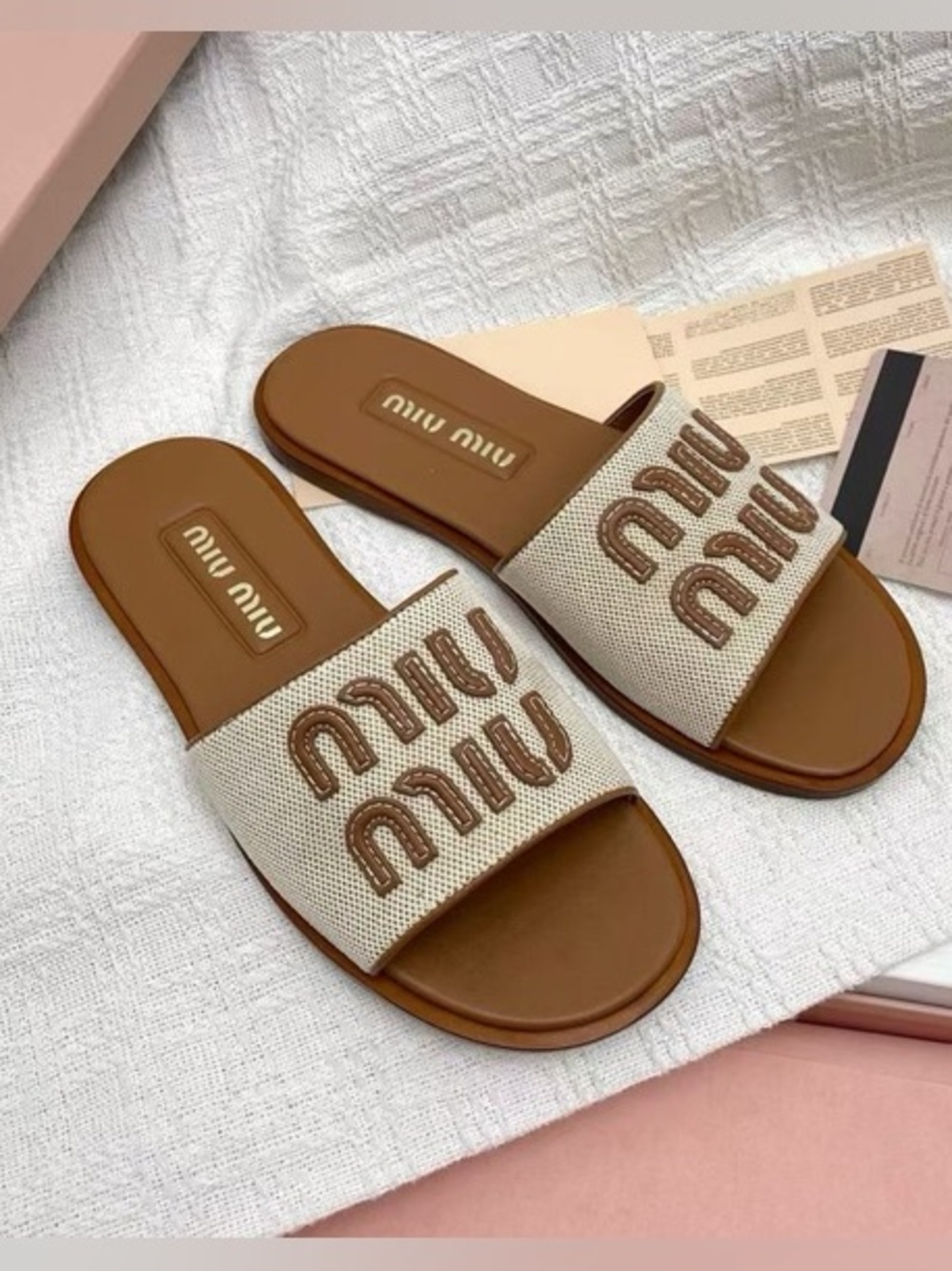 Miu Miu Embroidered Logo Summer Slides – Chic Look